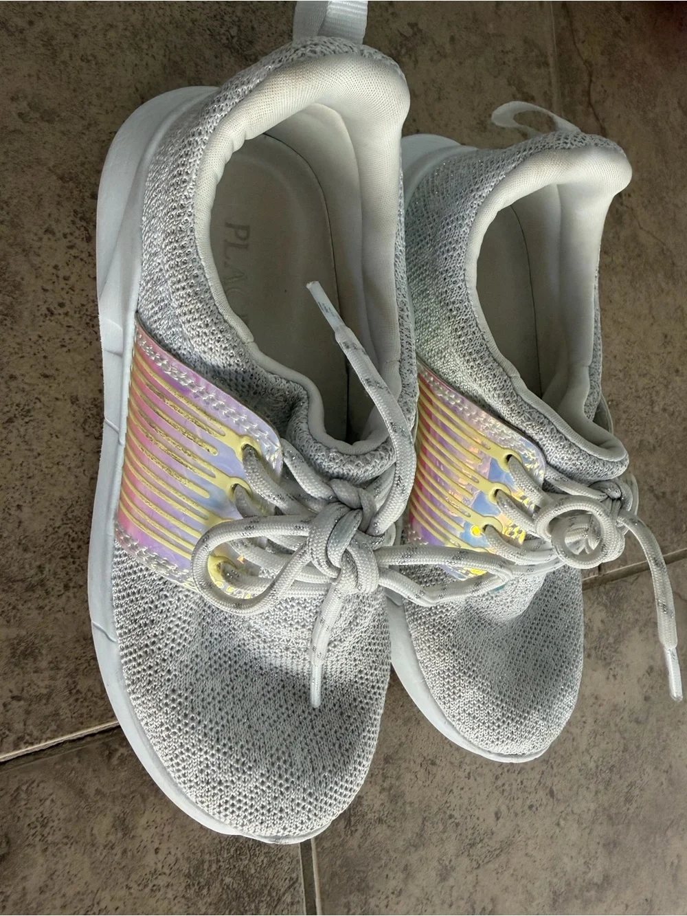 The Children's Place Silver Knit Sneakers with Iridescent Accent